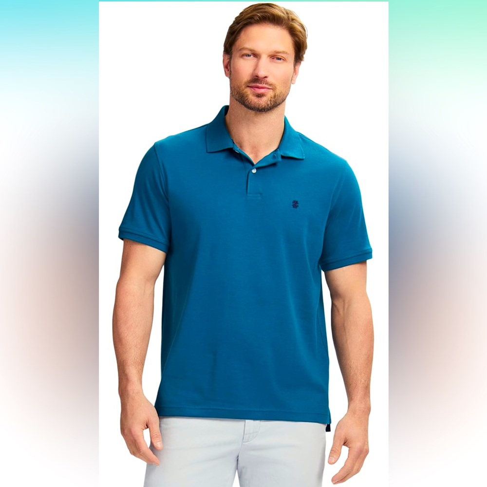 IZOD Men's Short Sleeve Interlock Polo Shirt Legion Blue size small